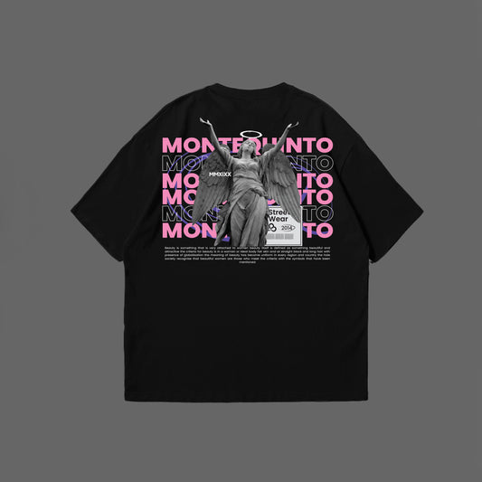 Montequinto Eclipse: Oversized Black Tee with Signature Print ( Available in XL Size )