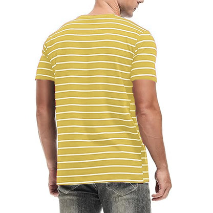 MEN STRIPE ROUND NECK REGULAR FIT COTTON T-SHIRT