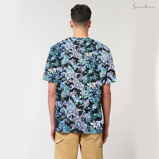 MEN'S ALL OVER PRINTED HALF SLEEVES ROUND NECK COTTON CASUAL T-SHIRT