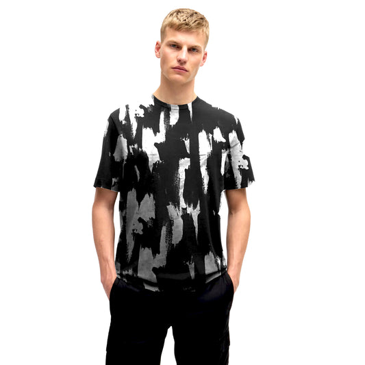 MEN'S ALL OVER PRINTED HALF SLEEVES ROUND NECK COTTON CASUAL T-SHIRT