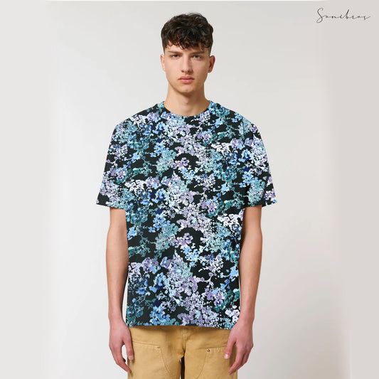 MEN'S ALL OVER PRINTED HALF SLEEVES ROUND NECK COTTON CASUAL T-SHIRT