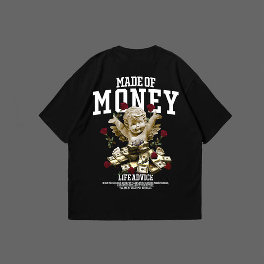 Money Talks: Black Oversized Tee with 'Made of Money' Print ( AVAILABLE IN XL SIZE )