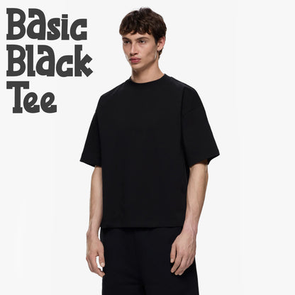 MEN'S OVERSIZED SOLID ROUND NECK COTTON CASUAL T-SHIRT