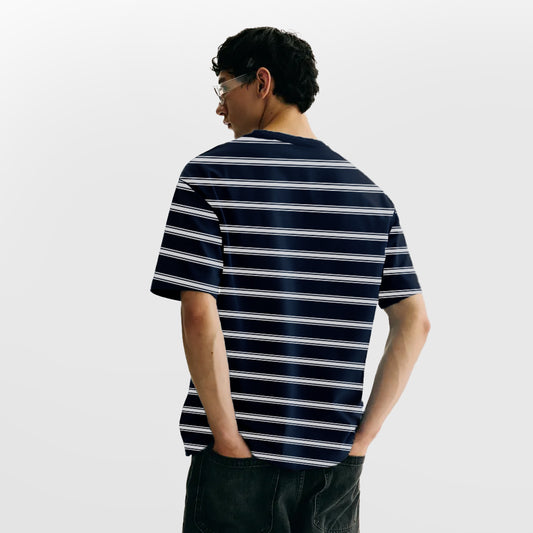 MEN STRIPE ROUND NECK REGULAR FIT COTTON T-SHIRT