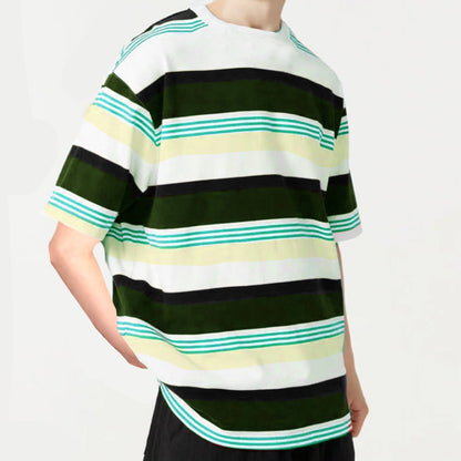 MEN STRIPE ROUND NECK REGULAR FIT COTTON T-SHIRT