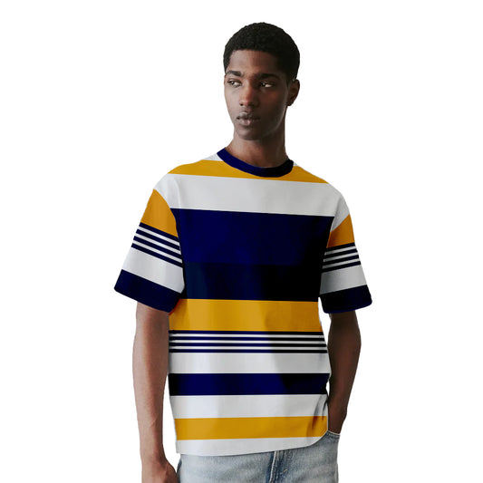 MEN STRIPE ROUND NECK REGULAR FIT COTTON T-SHIRT