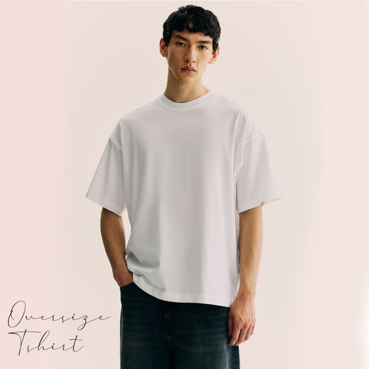 MEN OVERSIZED ROUND NECK SOLID COTTON CASUAL T-SHIRT