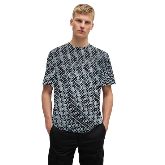 MEN'S ALL OVER PRINTED HALF SLEEVES ROUND NECK COTTON CASUAL T-SHIRT