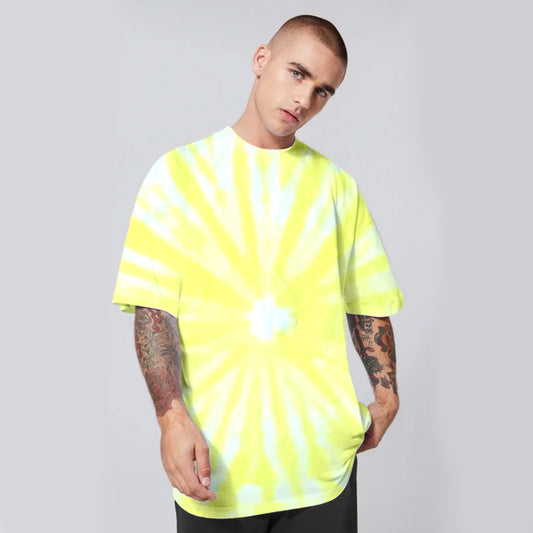 TIE & DYE OVERSIZE ROUND NECK COTTON CASUAL T-SHIRT