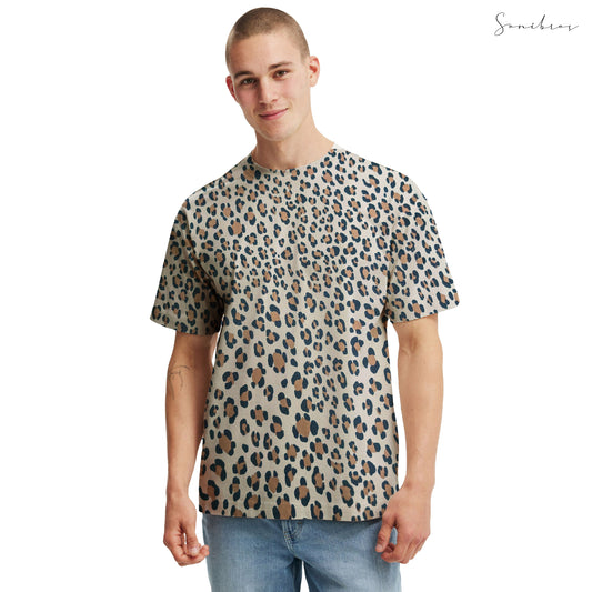 MEN'S ALL OVER PRINTED HALF SLEEVES ROUND NECK COTTON CASUAL T-SHIRT