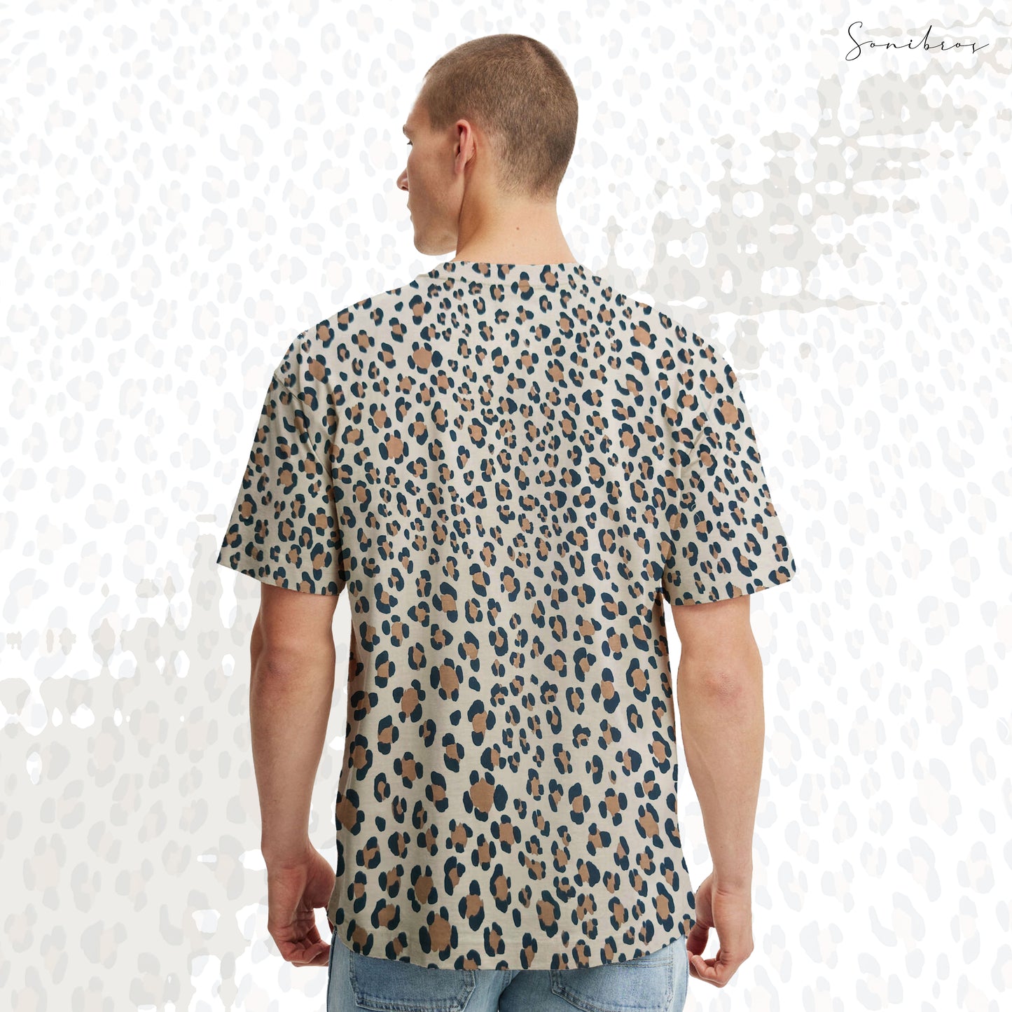 MEN'S ALL OVER PRINTED HALF SLEEVES ROUND NECK COTTON CASUAL T-SHIRT