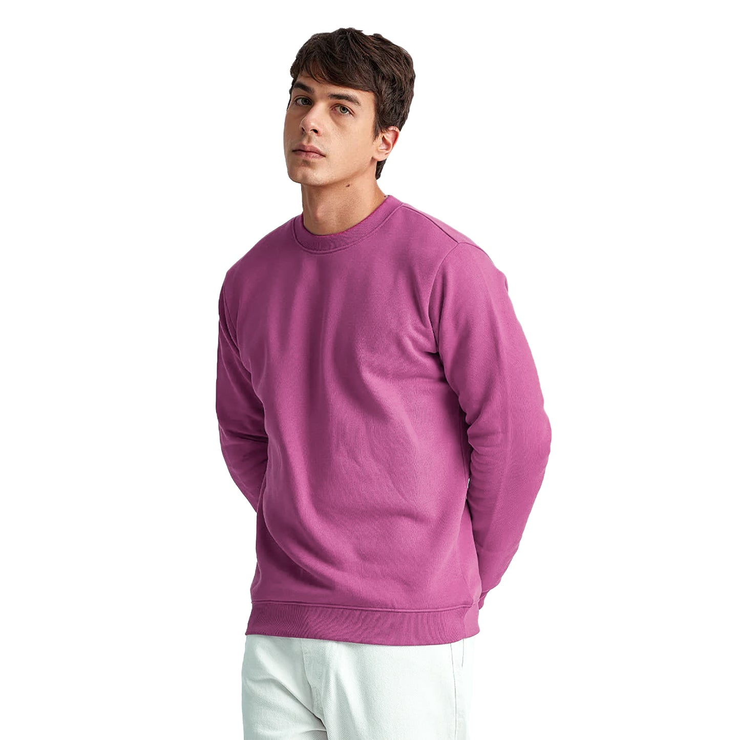 MEN'S SOLID FULL SLEEVES WINTER CASUAL SWEATSHIRT