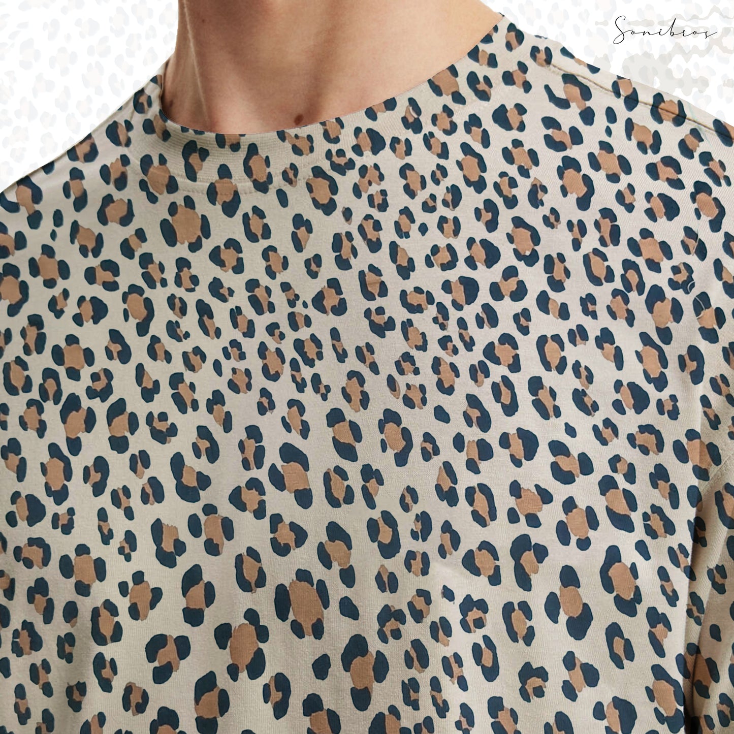 MEN'S ALL OVER PRINTED HALF SLEEVES ROUND NECK COTTON CASUAL T-SHIRT