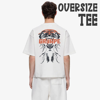 MEN'S OVERSIZED FRONT & BACK PRINT ROUND NECK COTTON CASUAL T-SHIRT