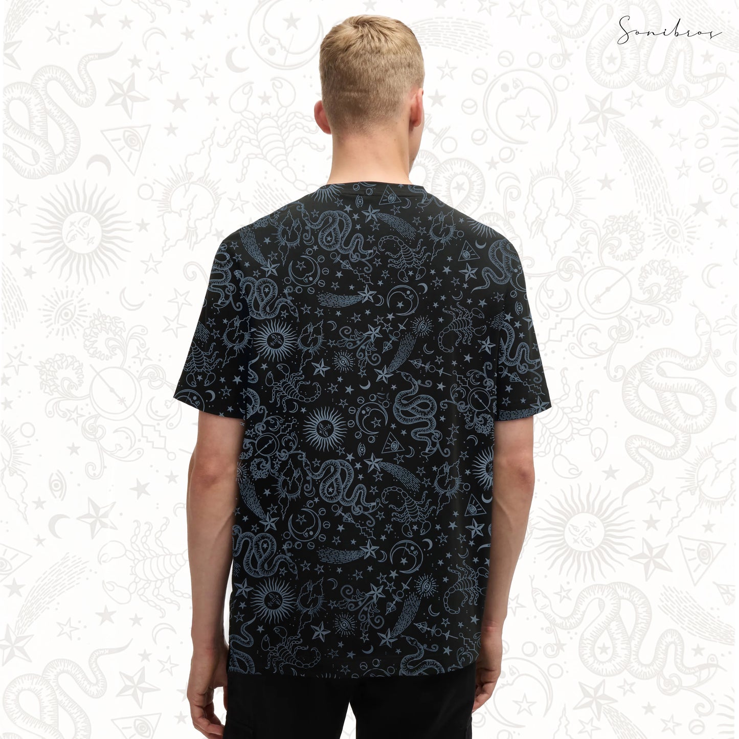 MEN'S ALL OVER PRINTED HALF SLEEVES ROUND NECK COTTON CASUAL T-SHIRT