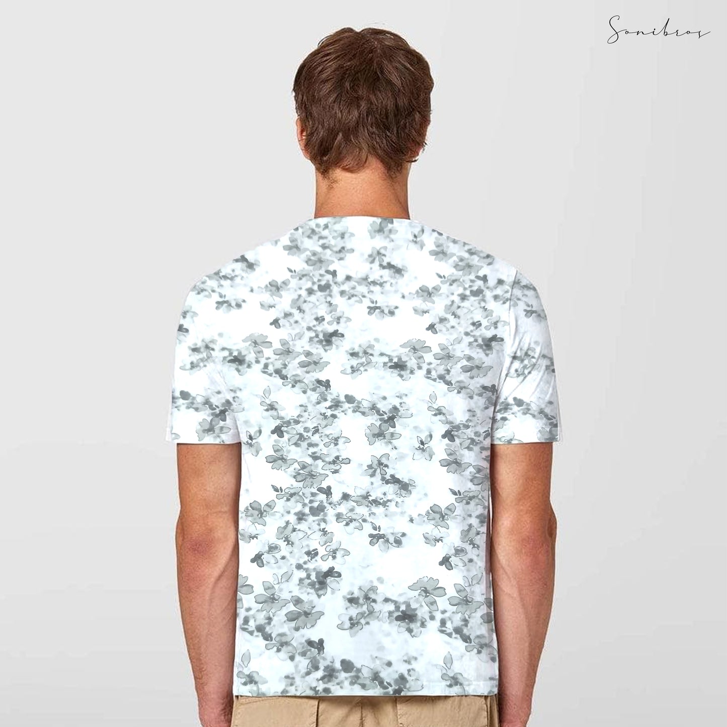 MEN'S ALL OVER PRINTED HALF SLEEVES ROUND NECK COTTON CASUAL T-SHIRT