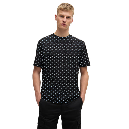 MEN'S ALL OVER PRINTED HALF SLEEVES ROUND NECK COTTON CASUAL T-SHIRT