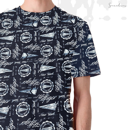 MEN'S ALL OVER PRINTED HALF SLEEVES ROUND NECK COTTON CASUAL T-SHIRT