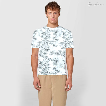 MEN'S ALL OVER PRINTED HALF SLEEVES ROUND NECK COTTON CASUAL T-SHIRT