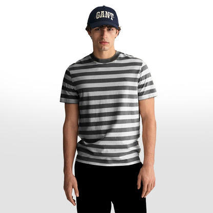 MEN STRIPE ROUND NECK REGULAR FIT COTTON T-SHIRT