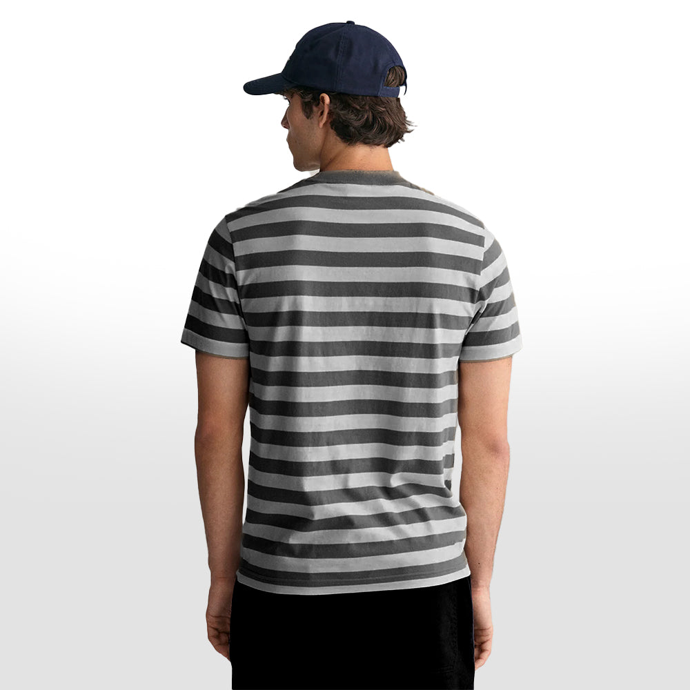 MEN STRIPE ROUND NECK REGULAR FIT COTTON T-SHIRT