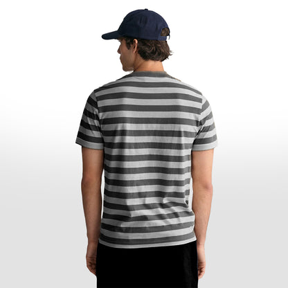 MEN STRIPE ROUND NECK REGULAR FIT COTTON T-SHIRT