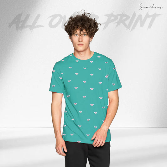 MEN'S ALL OVER PRINTED HALF SLEEVES ROUND NECK COTTON CASUAL T-SHIRT