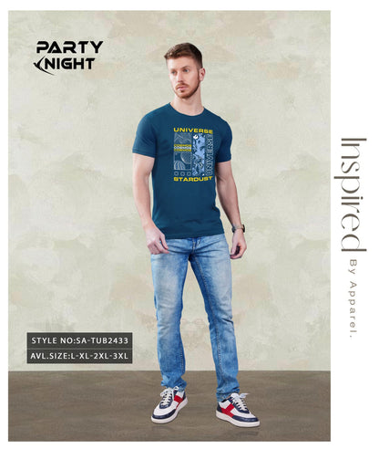 Slim Fit Chest Print T - Shirt For Mens