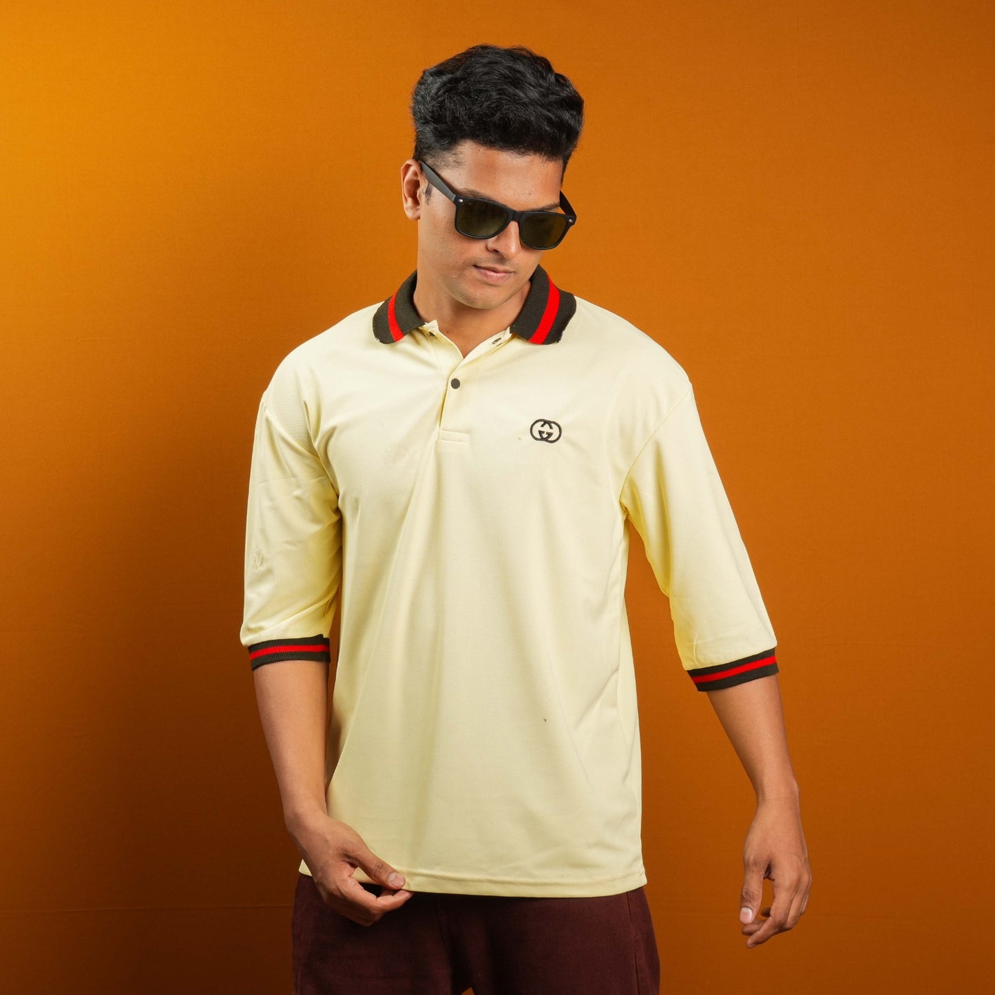 CASUAL COLLAR PLAIN MATTY  T - SHIRT