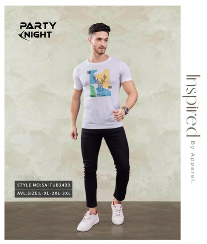 Slim Fit Chest Print T - Shirt For Mens