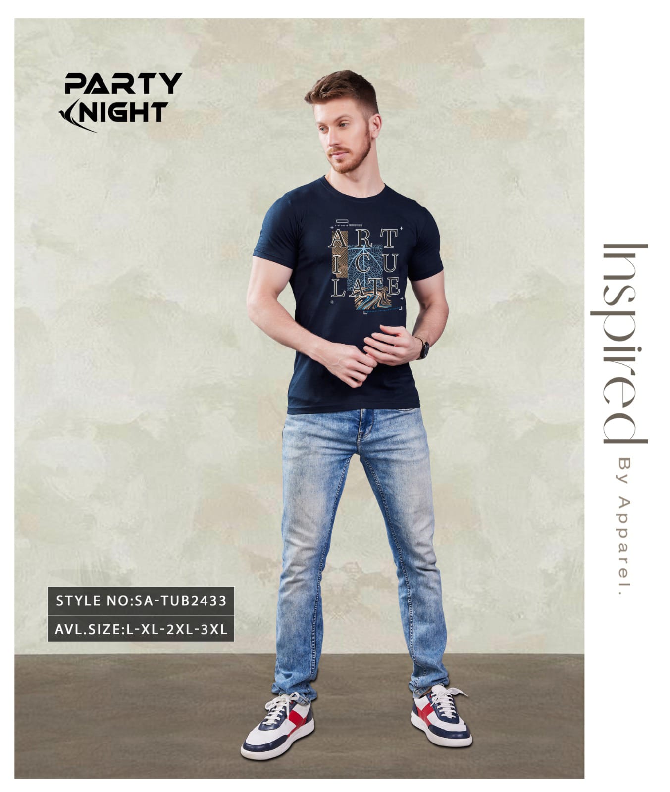 Slim Fit Chest Print T - Shirt For Mens