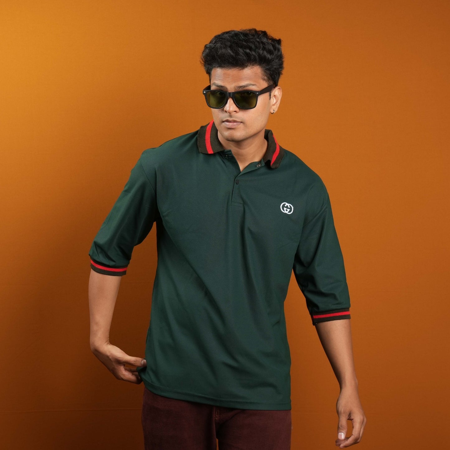 CASUAL COLLAR PLAIN MATTY  T - SHIRT