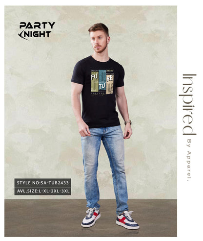 Slim Fit Chest Print T - Shirt For Mens