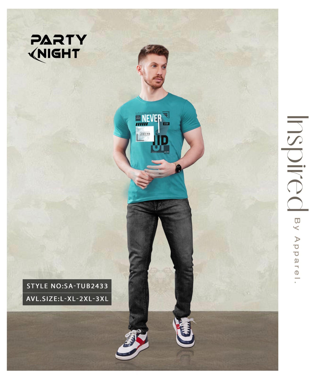 Slim Fit Chest Print T - Shirt For Mens