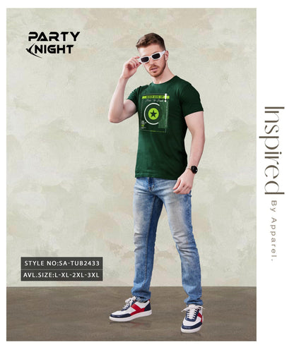 Slim Fit Chest Print T - Shirt For Mens