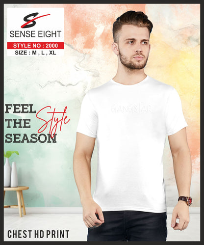 SLIM FIT CASUAL T - SHIRT CHEST PRINTED FOR MEN