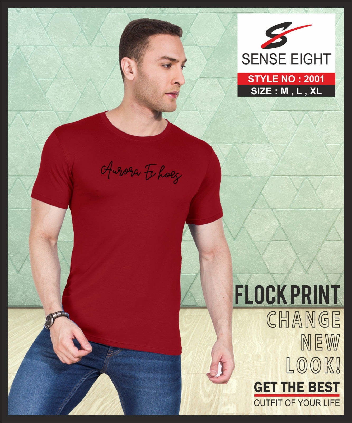 SLIM FIT CASUAL T - SHIRT CHEST PRINTED FOR MEN