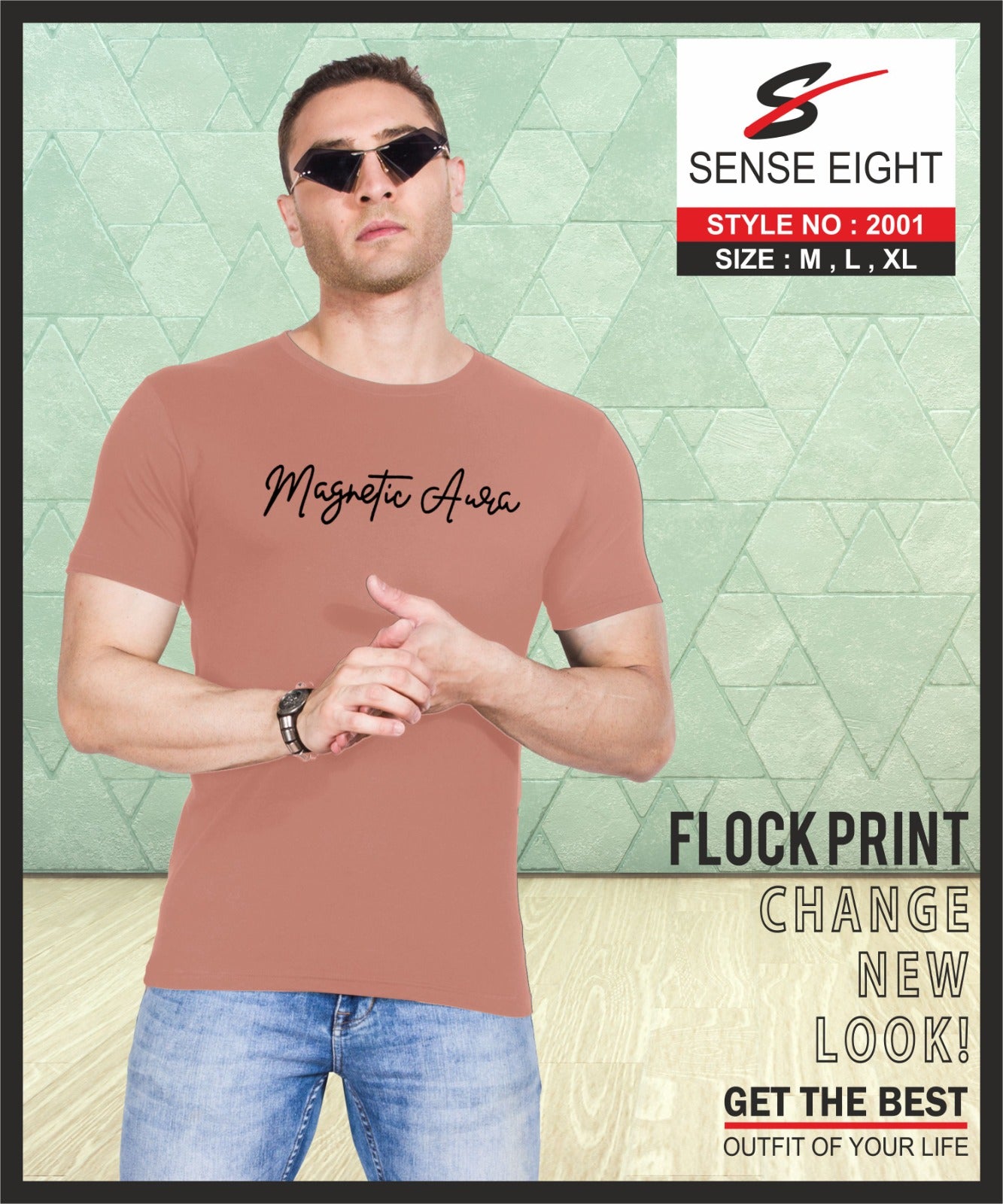 SLIM FIT CASUAL T - SHIRT CHEST PRINTED FOR MEN