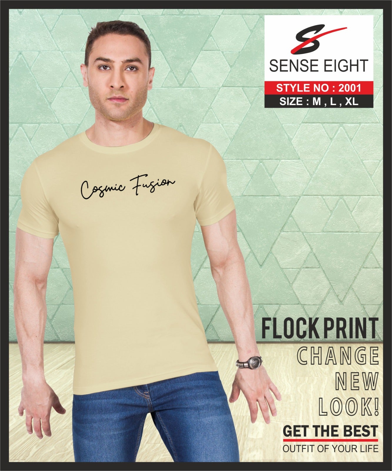 SLIM FIT CASUAL T - SHIRT CHEST PRINTED FOR MEN