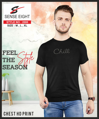 SLIM FIT CASUAL T - SHIRT CHEST PRINTED FOR MEN