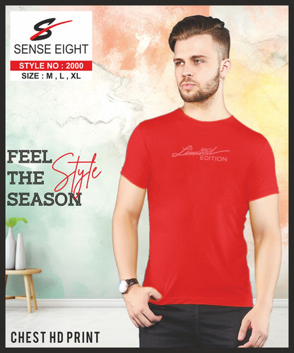 SLIM FIT CASUAL T - SHIRT CHEST PRINTED FOR MEN