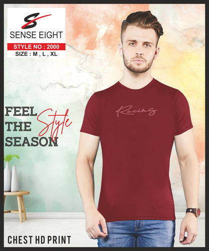 SLIM FIT CASUAL T - SHIRT CHEST PRINTED FOR MEN