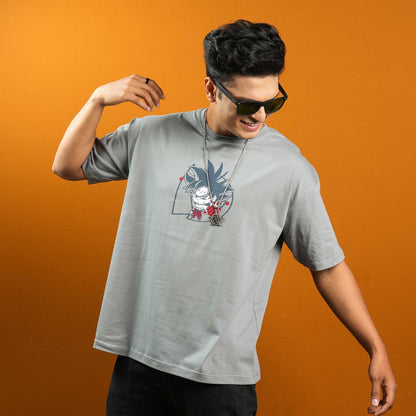 Oversized Chest & Back Printed  Half sleeves T - Shirt For Men