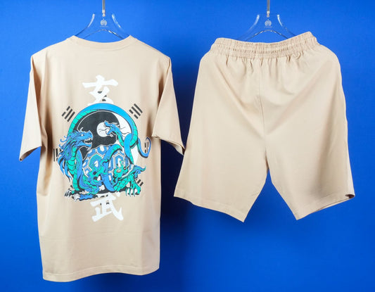 COMBO SET  FRONT & BACK PRINTED T - SHIRT  & SHORTS