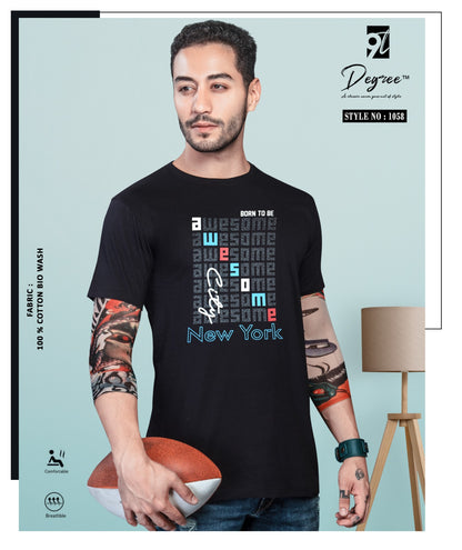 SLIM FIT CHEST PRINTED T - SHIRT