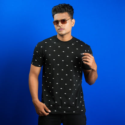 ALL OVER PRINTED CASUAL ROUND NECK T - SHIRT