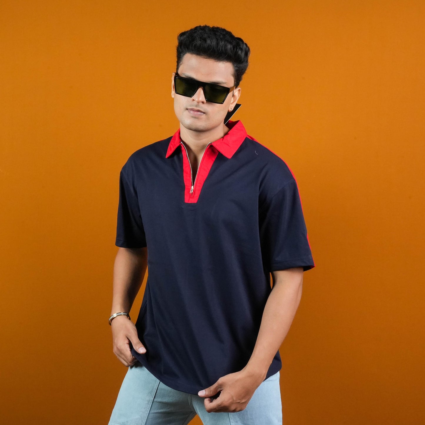 REGULAR FIT POLO (COLLAR) NECK  ZIP CASUAL T - SHIRT FOR MEN