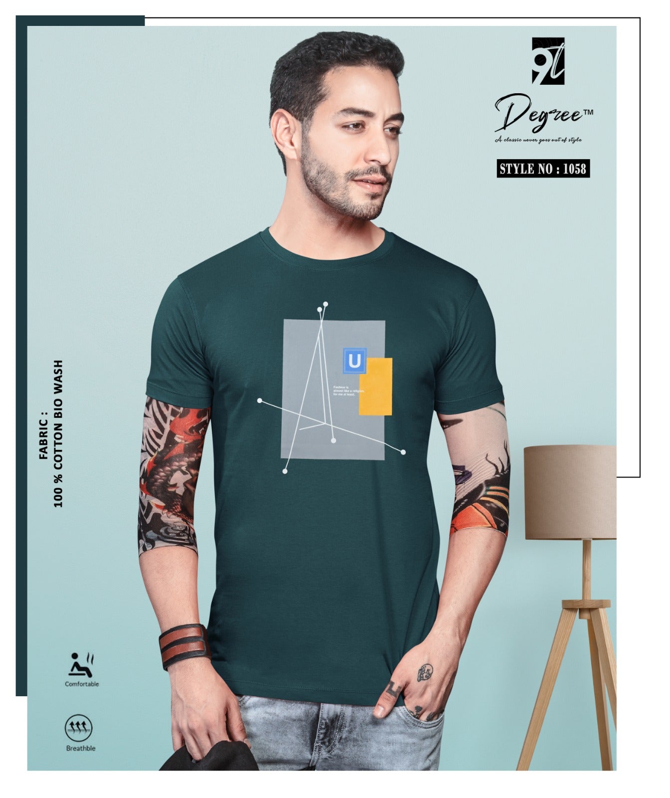 SLIM FIT CHEST PRINTED T - SHIRT