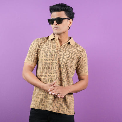 ALL OVER PRINTED POLO ( COLLAR) CASUAL T - SHIRT