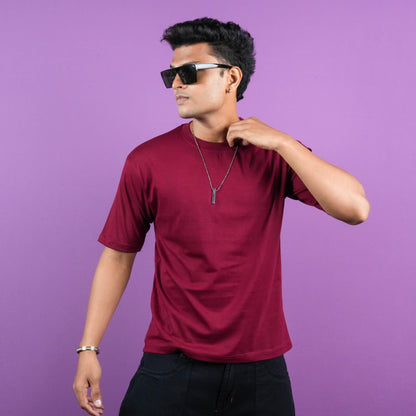 ROUND NECK  REGULAR FIT CASUAL PLAIN COTTON T - SHIRT